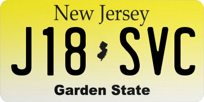 NJ license plate J18SVC