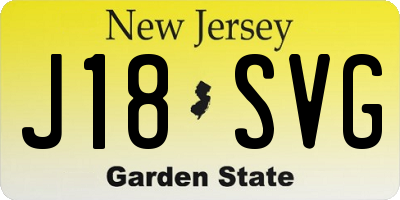 NJ license plate J18SVG