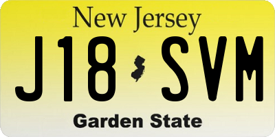 NJ license plate J18SVM