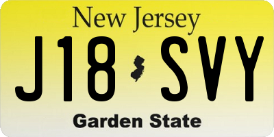 NJ license plate J18SVY