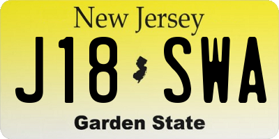 NJ license plate J18SWA