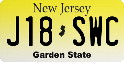 NJ license plate J18SWC