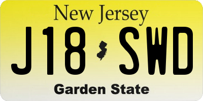 NJ license plate J18SWD