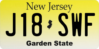 NJ license plate J18SWF