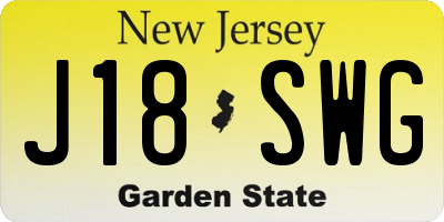 NJ license plate J18SWG