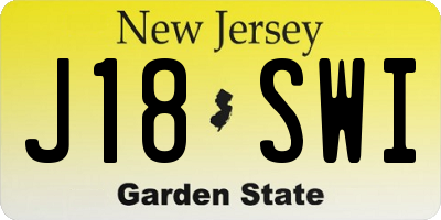 NJ license plate J18SWI