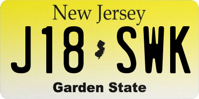 NJ license plate J18SWK