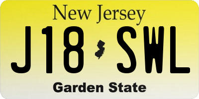 NJ license plate J18SWL
