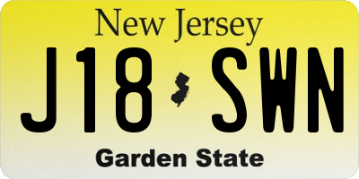 NJ license plate J18SWN