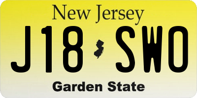 NJ license plate J18SWO
