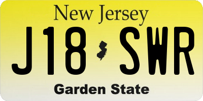 NJ license plate J18SWR