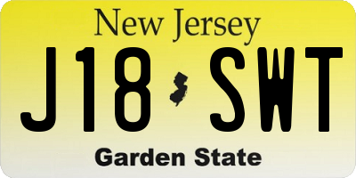 NJ license plate J18SWT