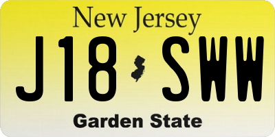 NJ license plate J18SWW
