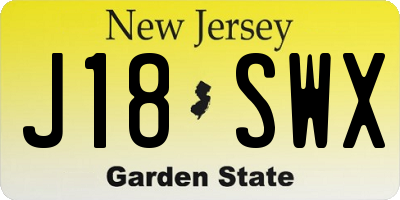 NJ license plate J18SWX