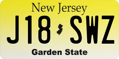 NJ license plate J18SWZ