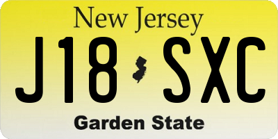 NJ license plate J18SXC