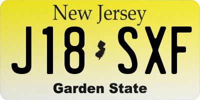 NJ license plate J18SXF