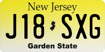 NJ license plate J18SXG
