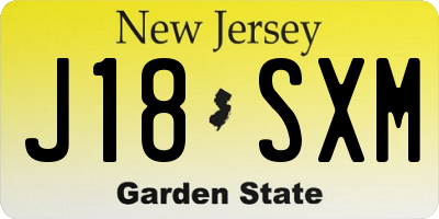NJ license plate J18SXM