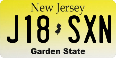 NJ license plate J18SXN