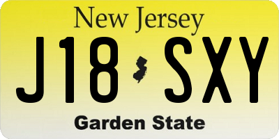 NJ license plate J18SXY