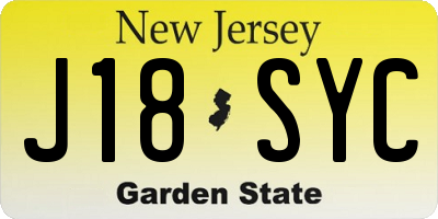 NJ license plate J18SYC