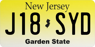 NJ license plate J18SYD
