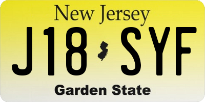 NJ license plate J18SYF
