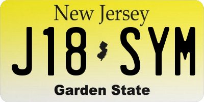 NJ license plate J18SYM