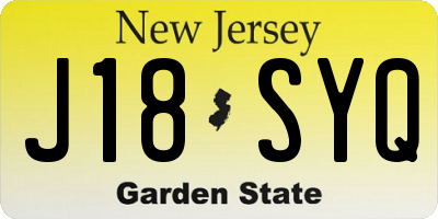 NJ license plate J18SYQ