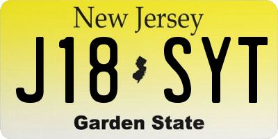 NJ license plate J18SYT