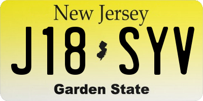 NJ license plate J18SYV