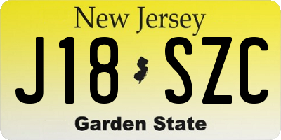 NJ license plate J18SZC