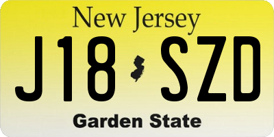 NJ license plate J18SZD