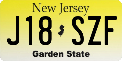 NJ license plate J18SZF