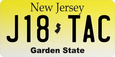 NJ license plate J18TAC