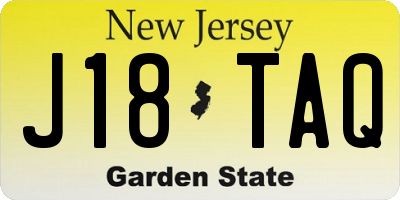 NJ license plate J18TAQ