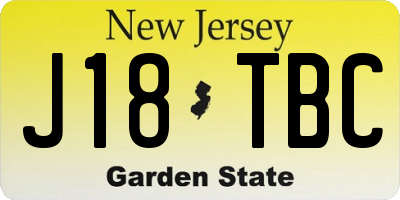 NJ license plate J18TBC