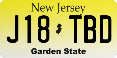 NJ license plate J18TBD