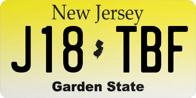 NJ license plate J18TBF