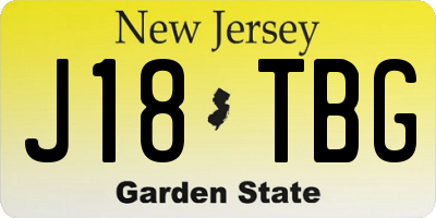 NJ license plate J18TBG