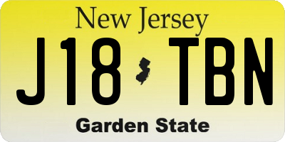 NJ license plate J18TBN
