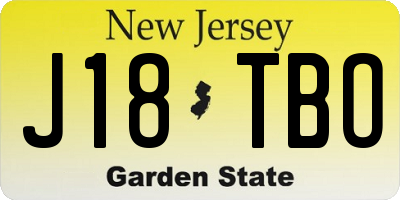 NJ license plate J18TBO