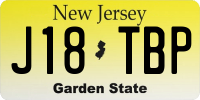 NJ license plate J18TBP