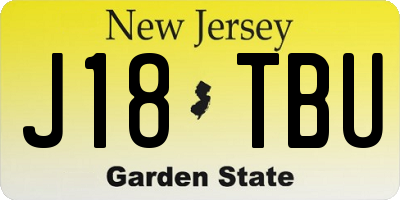 NJ license plate J18TBU