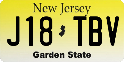 NJ license plate J18TBV