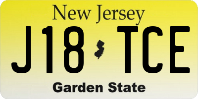 NJ license plate J18TCE