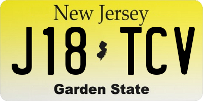 NJ license plate J18TCV