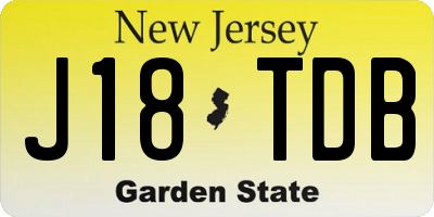 NJ license plate J18TDB