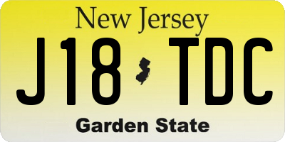 NJ license plate J18TDC